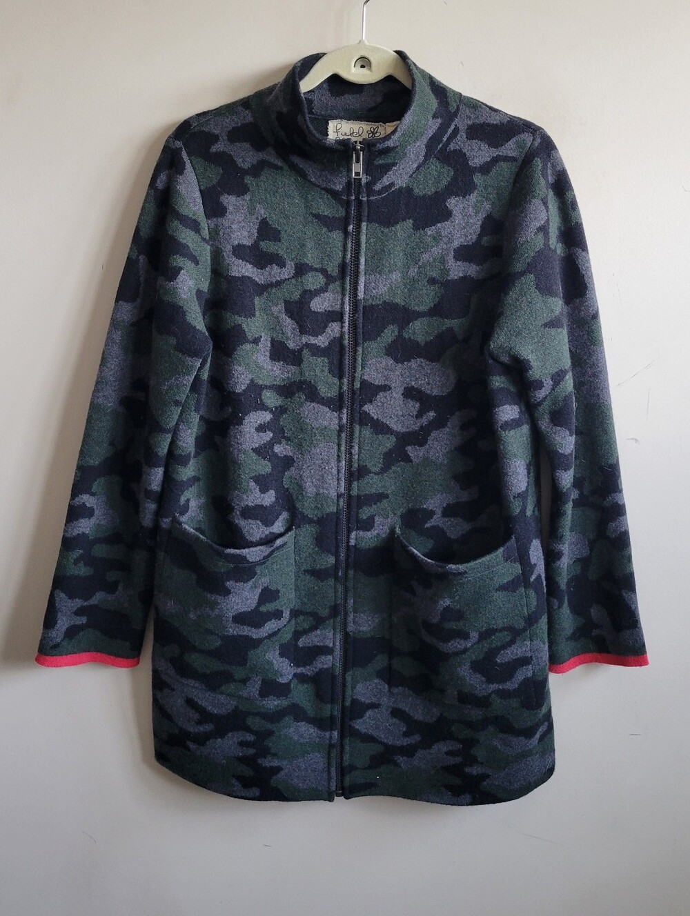Anthropologie Field & Flower Camo Wool Sweater Coat - Picture 3 of 8